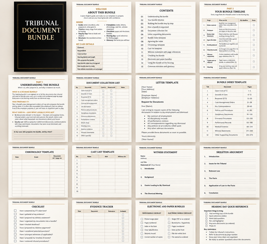 Employment Tribunal Document Bundle - downloadable UK tribunal templates and checklists